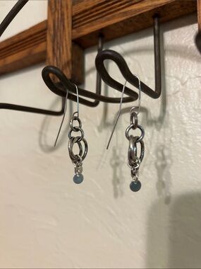 Sterling silver linked loops, dangle drop earrings